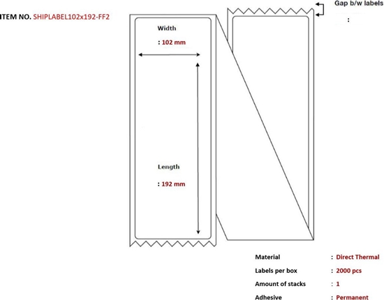 Изображение Capture Capture SHIPLABEL102X192-FF2 etykiet do nadruku