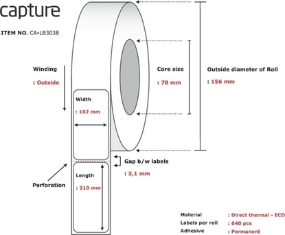 Picture of Capture Label 102x210, Core 76,