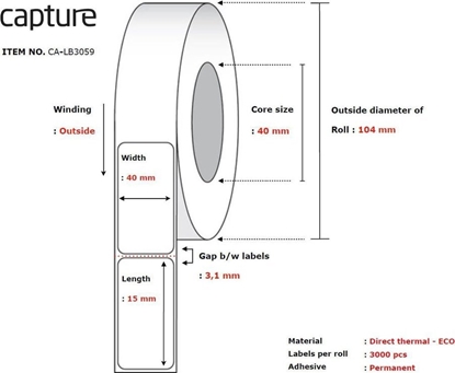 Изображение Capture Label 40x15, Core 40,