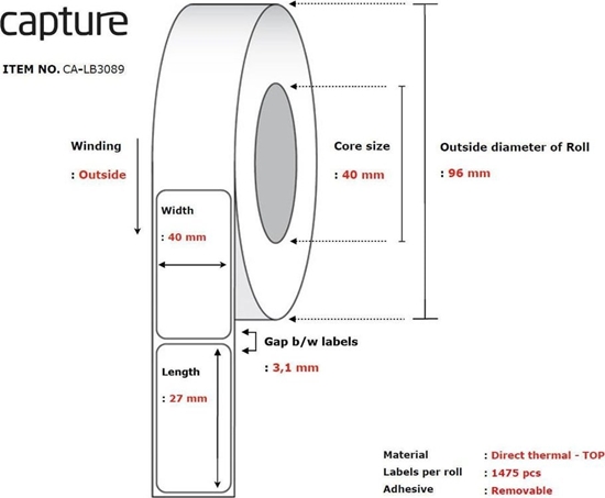 Изображение Capture Label 40x27, Core 40,