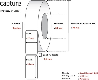 Изображение Capture Label 47x25, Core 25,