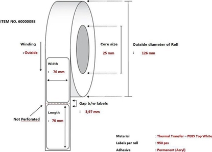 Изображение Capture Label 76x76 - Core 25.
