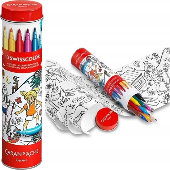 Picture of Caran d`Arche Flamastry akwarelowe CARAN D'ACHE Swisscolor, w metalowej tubie, z kolorowank, 10 szt., mix kolorów