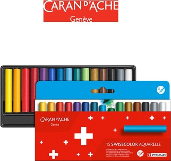 Picture of Caran d`Arche Kredki akwarelowe woskowe CARAN D'ACHE Swisscolor, kartonowe pudeko, 15 szt.