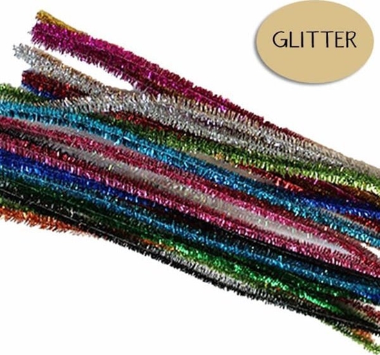 Picture of Carioca Chenille glitter 30cm 8mm 24 stk mix