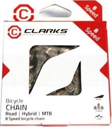 Attēls no Clarks acuch rowerowy CLARKS C8E, 8-rzdowy, Spinka, Niklowany, Do rowerów elektrycznych E-BIKE, Ciemny (NEW 2025)