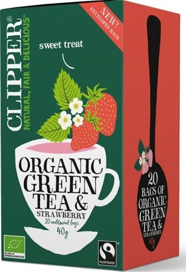 Picture of Clipper HERBATA ZIELONA Z TRUSKAWK FAIR TRADE BIO 40 g (20 x 2 g) - CLIPPER