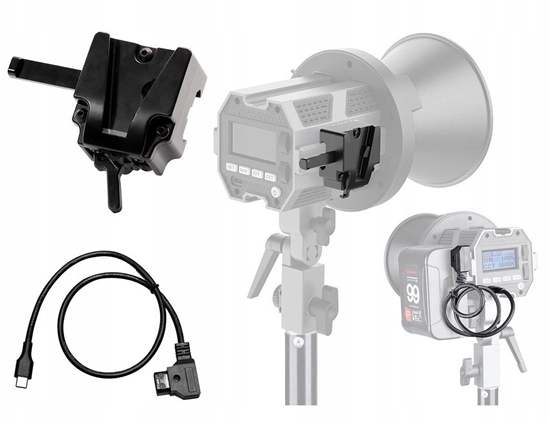 Picture of COLBOR adapter do baterii V-Mount + kabel D-tap to usb-c do lamp CL-60, CL-60R, CL-100X