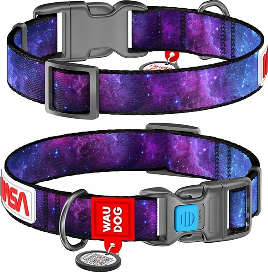 Изображение Collar Obroa nylonowa z kodem QR dla psa Waudog "NASA21", rozmiar M, szer. 20 mm