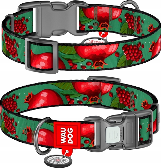 Picture of Collar WAU DOG OBROA NYLON Z ADRESÓWK QR       25mm/37-58cm GRANATY