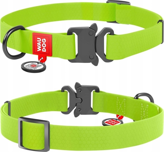 Picture of Collar WAU DOG OBROA WATERPROOF L 2,5/34-49cm   PVC ZIELONA