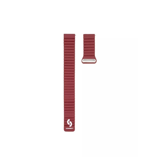 Picture of Connect 22mm Flat head Leather - Silicone Loop Magnetic Watch Strap (130mm M/L) Wine Red