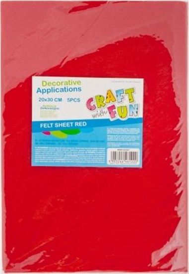 Picture of Craft with Fun CF OZDOBA DEK FILC ARKUSZ 20X30/5SZT CZERW 40/80
