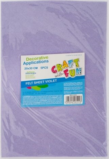 Picture of Craft with Fun CF OZDOBA DEK FILC ARKUSZ 20X30/5SZT FIOL 40/80