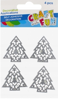 Attēls no Craft with Fun OZDOBA BN NAKLEJKI CHOINKA BROK SREB 4SZT 12/144