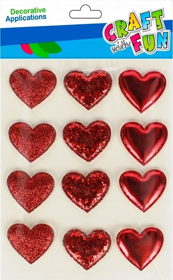 Изображение Craft with Fun OZDOBA DEK NAKLEJKI PUFFY SERCE 12SZT CF 12/288