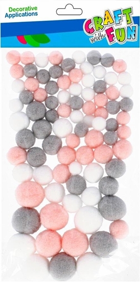 Изображение Craft with Fun OZDOBA DEK POMPON 90SZT MIX PASTEL SZA CF 12/144