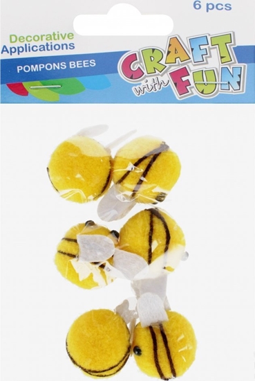 Изображение Craft with Fun OZDOBA DEK POMPON PSZCZOLKA 6SZT 3CM CF 12/144