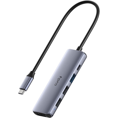 Attēls no Cudy UH405 PortMate USB-C 5-in-1 Hub 4K HDMI USB-C PD USB-A 3.0 2.0 Aluminum Grey