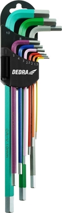 Изображение Dedra Klucze szecioktne extra dug.kolor 1.5-10mm zestaw 9szt,S2