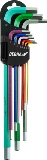 Изображение Dedra Klucze szecioktne extra dug.kolor 1.5-10mm zestaw 9szt,S2
