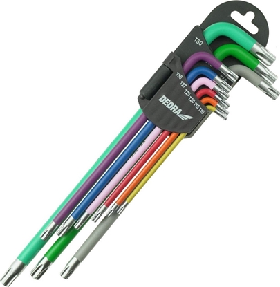 Изображение Dedra Klucze torx extra dugie kolor T10-T50 zestaw 9szt,S2