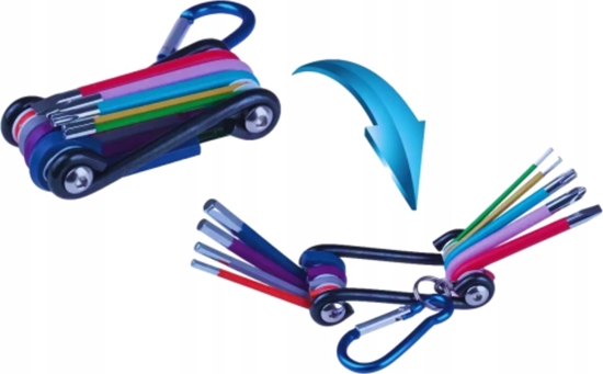 Picture of Dedra Multitool rowerowy zestaw 9szt, CRV, kolor, karabiczyk