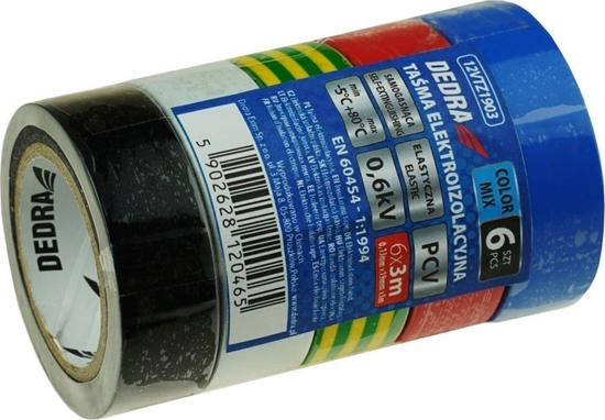 Изображение Dedra Tama elektroizolacyjna PVC mix 19mmx3m zestaw 6szt