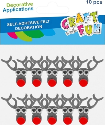 Изображение Dekoracja witeczna Craft with Fun OZDOBA BN FILC RENIFER SPRZYL 10SZT CF PBH12/144