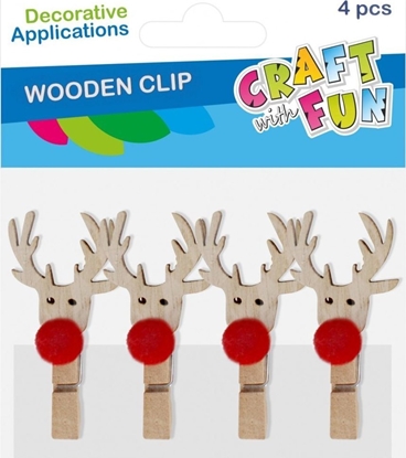 Изображение Dekoracja witeczna Craft with Fun OZDOBA BN KLAMERKI RENIFER 4SZT CF PBH 12/144