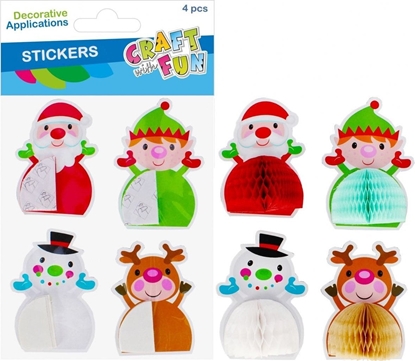 Изображение Dekoracja witeczna Craft with Fun OZDOBA BN NAKLEJKI SWIETA MIX HARM 4SZT CF12/144