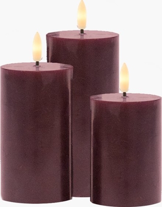 Изображение Dekoracja witeczna Sirius Sirius Sille Rechargeable 3 pcs Set, Ø7,5xH10/12,5/15cm, Bordeaux