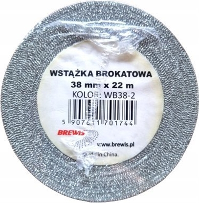 Изображение Dekoracja witeczna Teka Wst±ka brokatowa srebrna 38mmx22m