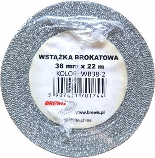 Изображение Dekoracja witeczna Teka Wst±ka brokatowa srebrna 38mmx22m