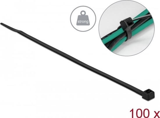 Picture of Delock Cable tie with high tensile strength L 200 x W 4.8 mm black 100 pieces