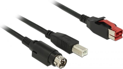 Attēls no Delock PoweredUSB cable male 24 V > USB Type-B male + Hosiden Mini-DIN 3 pin male 3 m for POS printers and terminals