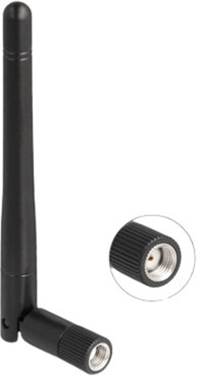 Picture of Delock WLAN 802.11 ac/ax/a/b/g/n Antenna RP-SMA plug 2 dBi omnidirectional with tilt joint black