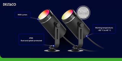 Изображение Deltaco Sodo viestuvas SMART HOME 2 ibintai, 8W vienam ibintui, RGB + 2700K / SH-GLK01