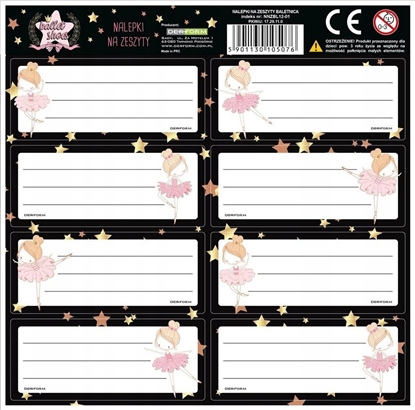 Изображение Derform Nalepki na zeszyt Backup Baletnica 12 mix cena za 1 szt