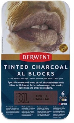 Attēls no Derwent XL Tinted Charcoal Blocks 6 stk tin
