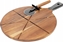 Изображение Deska do krojenia Excellent Houseware Deska do pizzy drewniana okrga z noem 30 cm 2 el.