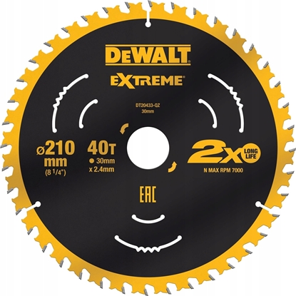 Изображение Dewalt DT20433 Tarcza pilarska do drewna 210x30mm 40 zbów
