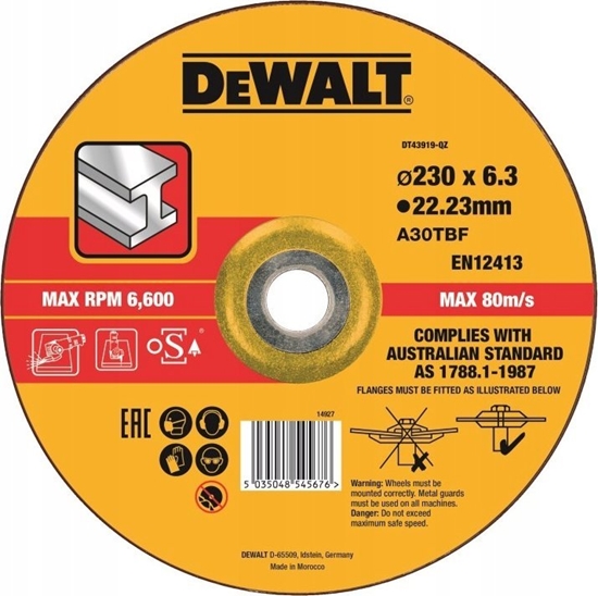 Picture of Dewalt Tarcza do cicia stali 230mm x 6.0mm (DW DT43919)