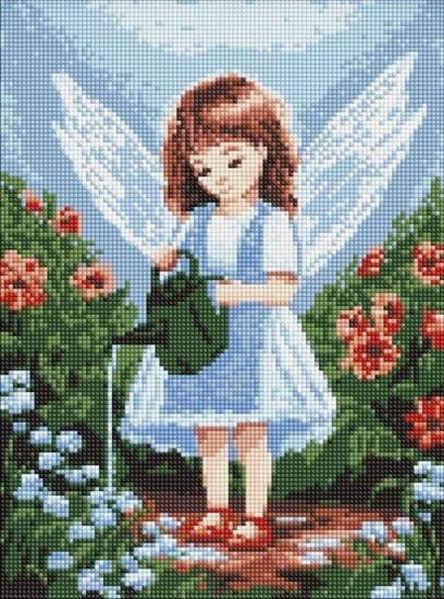 Picture of Diamentowa mozaika - Anio w ogrodzie 30x40cm