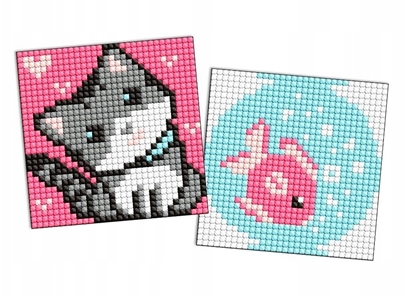 Attēls no Diamentowa mozaika na magnesie IDEYKA, 9x9 cm, kids, ryba i kotek, 2 szt.