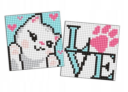 Attēls no Diamentowa mozaika na magnesie IDEYKA, 9x9 cm, kids, uroczy kotek, 2 szt.