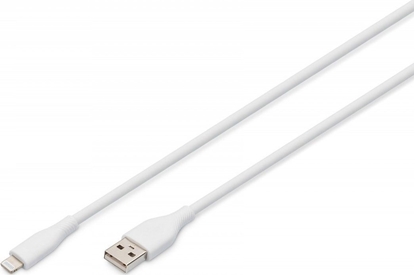 Изображение DIGIT USB Silicone charging cable, USB-A - Lightning 2m, USB 2.0, 12W, white
