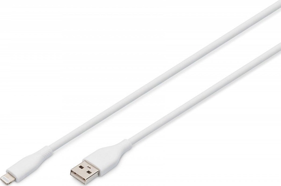 Picture of DIGIT USB Silicone charging cable, USB-A - Lightning 2m, USB 2.0, 12W, white