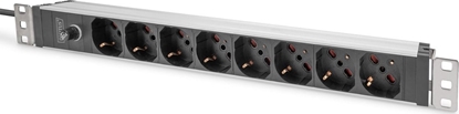 Изображение Digitus Socket strip with aluminum profile and back-up fuse, 8-way Italian output, 2 m cable IEC C14 plug