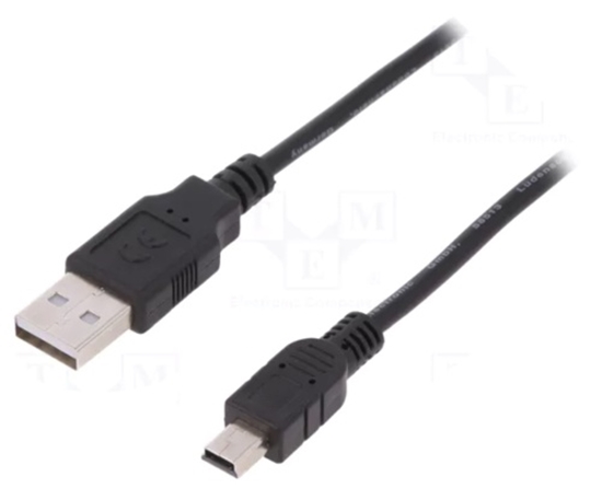 Изображение DIGITUS USB 2.0 kabelis – USB A uz Mini USB B, Garums 3 m